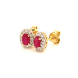 Aretes con rubí y diamantes en oro amarillo 10KT