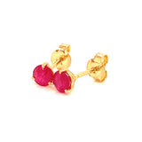 Aretes con rubí en oro amarillo 18KT