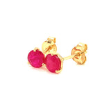 Aretes con rubí en oro amarillo 14KT