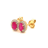 Aretes con rubí y diamantes en oro amarillo 14KT