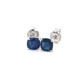 Aretes con zafiro en oro blanco 14KT
