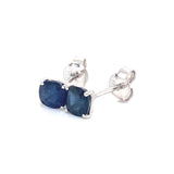 Aretes con zafiro en oro blanco 14KT