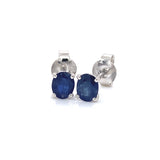 Aretes con zafiro en oro blanco 14KT
