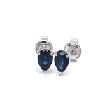 Aretes con zafiro en oro blanco 14KT