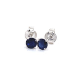 Aretes con zafiro en oro blanco 14KT