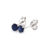 Aretes con zafiro en oro blanco 14KT