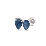Aretes con zafiro en oro blanco 14KT