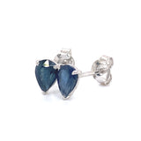 Aretes con zafiro en oro blanco 14KT