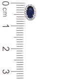 Aretes con zafiro y diamantes en oro blanco 14KT