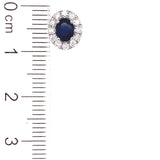 Aretes con zafiro y diamantes en oro blanco 14KT