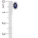Aretes con zafiro y diamantes en oro blanco 14KT