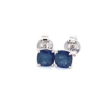 Aretes con zafiro en oro blanco 14KT