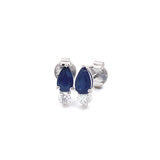 Aretes con zafiro y diamantes en oro blanco 14KT