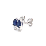Aretes con zafiro y diamantes en oro blanco 14KT