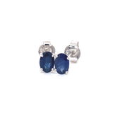Aretes con zafiro en oro blanco 14KT