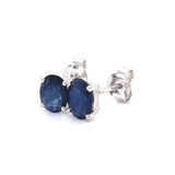 Aretes con zafiro en oro blanco 14KT