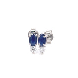 Aretes con zafiro y diamantes en oro blanco 14KT