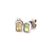 Aretes con ópalo en oro blanco 14KT