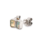 Aretes con ópalo en oro blanco 14KT