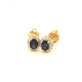 Aretes con zafiro y diamantes en oro amarillo 14KT