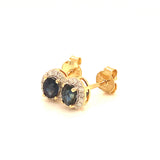 Aretes con zafiro y diamantes en oro amarillo 14KT