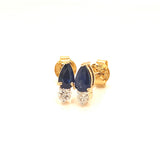 Aretes con zafiro y diamantes en oro amarillo 14KT