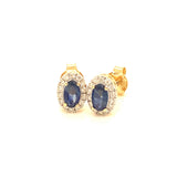 Aretes con zafiro y diamantes en oro amarillo 14KT