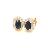 Aretes con zafiro y diamantes en oro amarillo 14KT