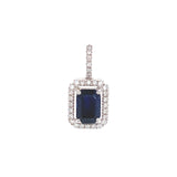 Dije con zafiro y diamantes en oro blanco 14KT