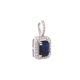 Dije con zafiro y diamantes en oro blanco 14KT