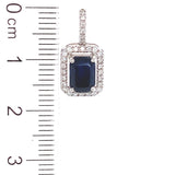 Dije con zafiro y diamantes en oro blanco 14KT