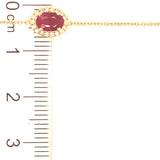 Pulsera con rubí y diamantes en oro amarillo 14KT. 17/18cm