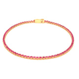 Pulsera con rubí en oro amarillo 14KT. 18cm