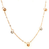 Collar (bolitas) en oro tres tonos 18kt. 42cm