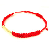 Pulsera (cordón rojo ajustable) en amarillo 10KT