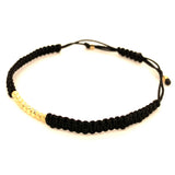 Pulsera (cordón negro ajustable) en amarillo 10KT