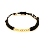 Pulsera para bebés (cordón negro ajustable) en amarillo 10KT