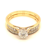 (MIA) Set de anillos con diamantes en oro amarillo 18KT. D-0.65CT