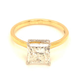 (LD) Anillo con diamante de laboratorio en oro amarillo 14KT D-2.13CT
