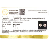 (LD) Aretes con diamantes de laboratorio en oro blanco 14KT. D-4.01CT