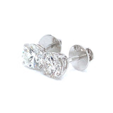 (LD) Aretes con diamantes de laboratorio en oro blanco 14KT. D-2.09CT