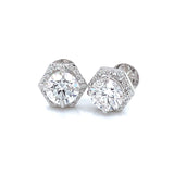 (LD) Aretes con diamantes de laboratorio en oro blanco 14KT. D-2.00Cts.