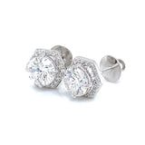 (LD) Aretes con diamantes de laboratorio en oro blanco 14KT. D-2.00Cts.