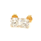 (LD) Aretes con diamantes de laboratorio en oro amarillo 14KT. D-2.61CT