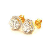 (LD) Aretes con diamantes de laboratorio en oro amarillo 14KT. D-2.00Cts.