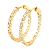 (LD) Huggies con diamantes de laboratorio en oro amarillo 14KT. D-2.50Cts.