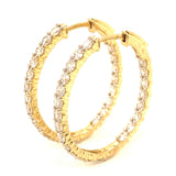 (LD) Huggies con diamantes de laboratorio en oro amarillo 14KT. D-2.50Cts.