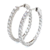 (LD) Huggies con diamantes de laboratorio en oro blanco 14KT. D-2.50Cts.
