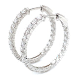 (LD) Huggies con diamantes de laboratorio en oro blanco 14KT. D-2.50Cts.
