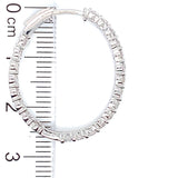 (LD) Huggies con diamantes de laboratorio en oro blanco 14KT. D-2.50Cts.